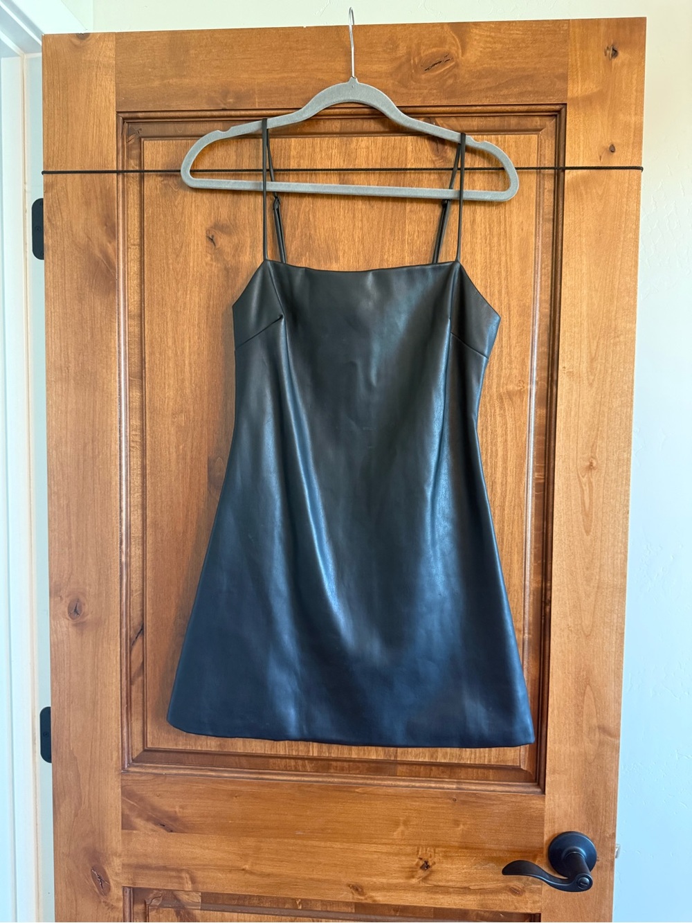 Bardot Black Faux Leather Mini Slip Dress